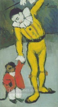 Payaso con mono 1901 Pablo Picasso Pinturas al óleo